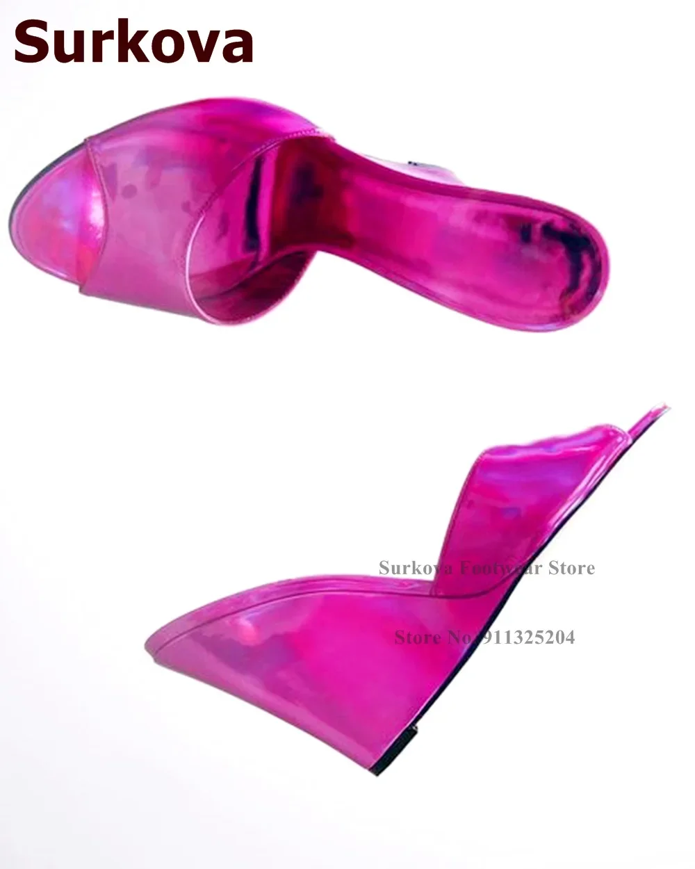 Women Shoes Size 7 - Surkova-Pantoufles à talons compensés en cuir