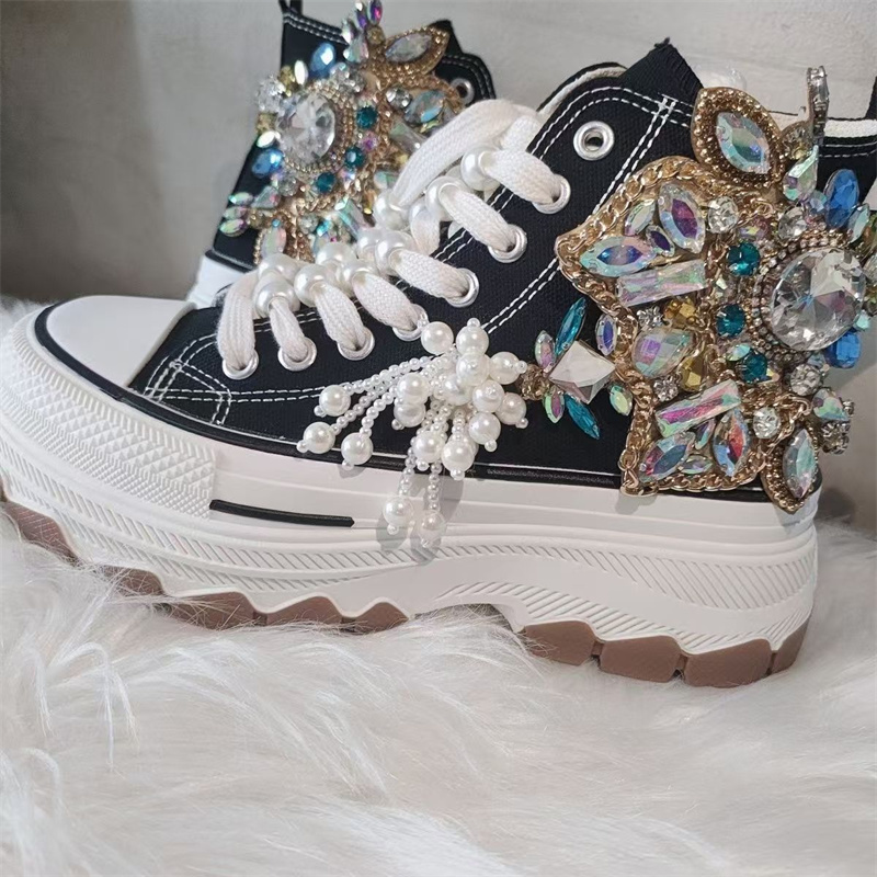 Women'S Shoes Hands Free - Semelle épaisse haut cloué perle strass