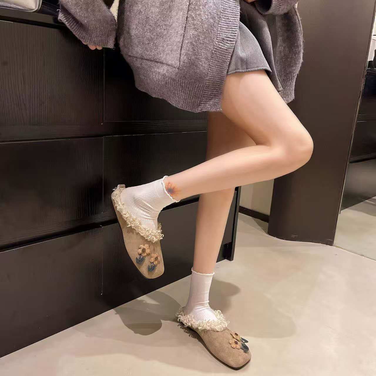 Pantoufles plates en peluche p - Women'S Shoes Hands Free avis et prix