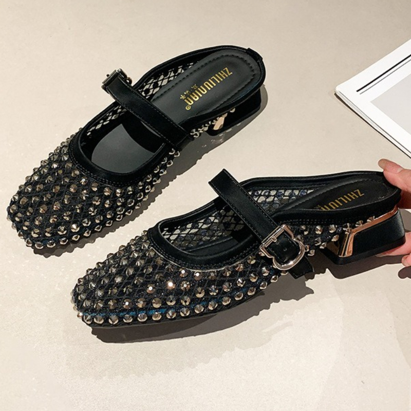 Maille strass talon épais Mule - Women Shoes Mules avis et prix